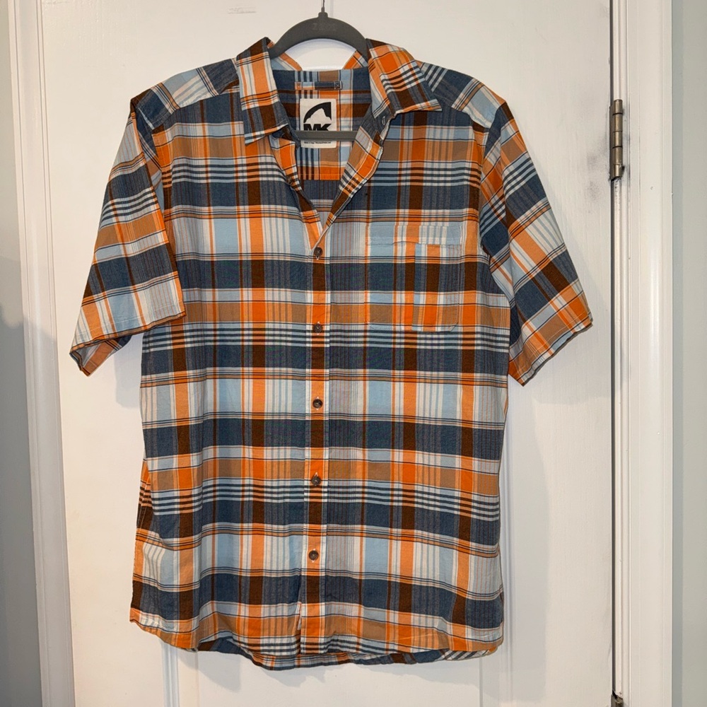 Mountain Khakis Plaid Orange and Blue Casual Shirt